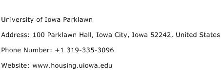 University of Iowa Parklawn Address Contact Number