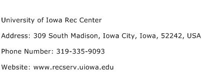 University of Iowa Rec Center Address Contact Number