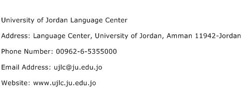 University of Jordan Language Center Address Contact Number