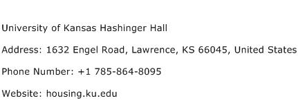 University of Kansas Hashinger Hall Address Contact Number