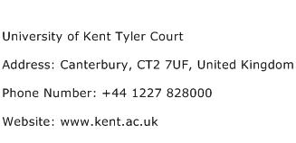 University of Kent Tyler Court Address Contact Number