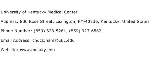 University of Kentucky Medical Center Address Contact Number