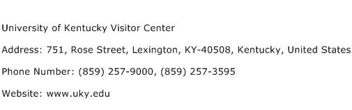 University of Kentucky Visitor Center Address Contact Number