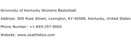University of Kentucky Womens Basketball Address Contact Number