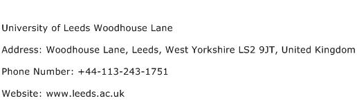 University of Leeds Woodhouse Lane Address Contact Number
