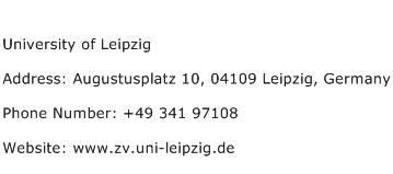 University of Leipzig Address Contact Number