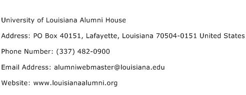 University of Louisiana Alumni House Address Contact Number