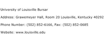 University of Louisville Bursar Address Contact Number