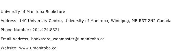 University of Manitoba Bookstore Address Contact Number