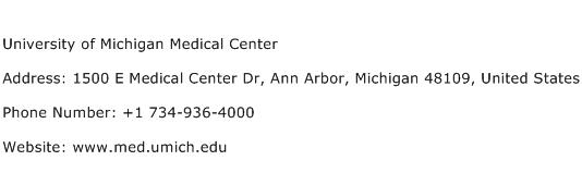 University of Michigan Medical Center Address Contact Number