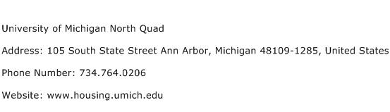 University of Michigan North Quad Address Contact Number