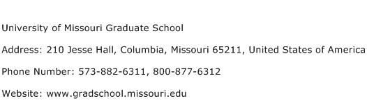 University of Missouri Graduate School Address Contact Number