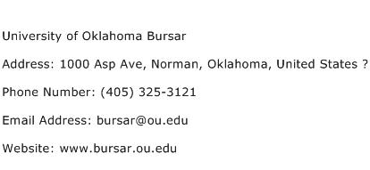 University of Oklahoma Bursar Address Contact Number