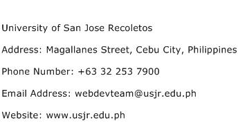 University of San Jose Recoletos Address Contact Number
