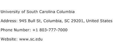 University of South Carolina Columbia Address Contact Number