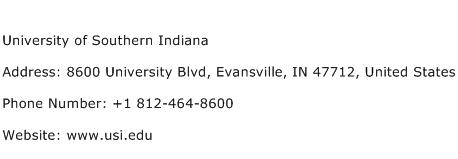 University of Southern Indiana Address Contact Number