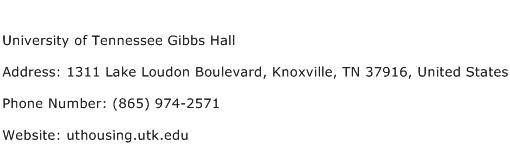 University of Tennessee Gibbs Hall Address Contact Number