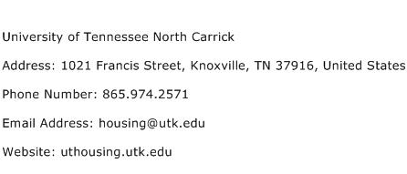 University of Tennessee North Carrick Address Contact Number