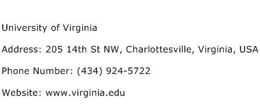 University of Virginia Address Contact Number
