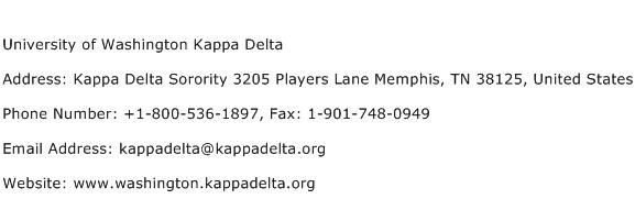 University of Washington Kappa Delta Address Contact Number