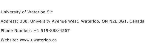 University of Waterloo Slc Address Contact Number