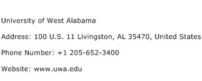 University of West Alabama Address Contact Number