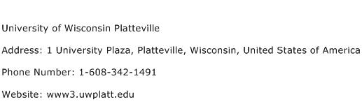 University of Wisconsin Platteville Address Contact Number