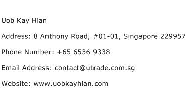 Uob Kay Hian Address Contact Number