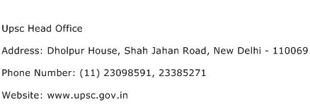 Upsc Head Office Address Contact Number