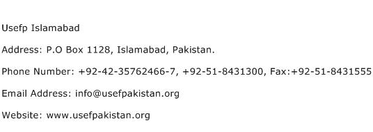 Usefp Islamabad Address Contact Number