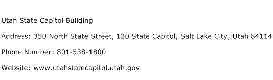 Utah State Capitol Building Address Contact Number