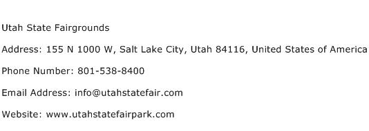 Utah State Fairgrounds Address Contact Number