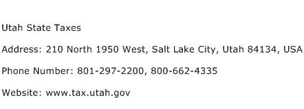 Utah State Taxes Address Contact Number