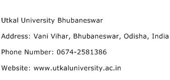 Utkal University Bhubaneswar Address Contact Number