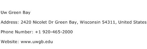 Uw Green Bay Address Contact Number