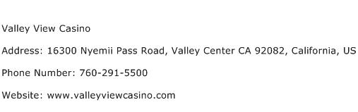 Valley View Casino Address Contact Number