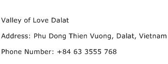 Valley of Love Dalat Address Contact Number