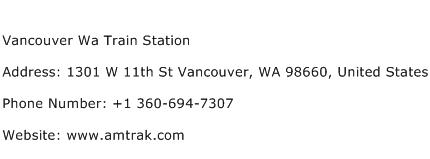 Vancouver Wa Train Station Address Contact Number