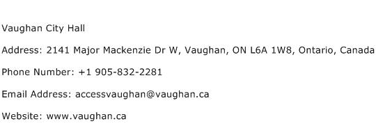 Vaughan City Hall Address Contact Number