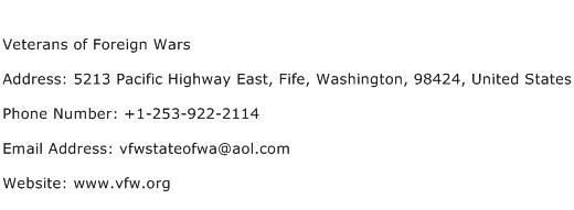 Veterans of Foreign Wars Address Contact Number