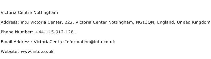 Victoria Centre Nottingham Address Contact Number