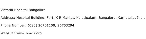 Victoria Hospital Bangalore Address Contact Number