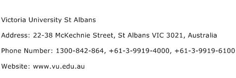 Victoria University St Albans Address Contact Number