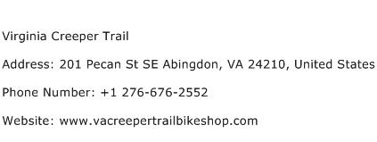 Virginia Creeper Trail Address Contact Number