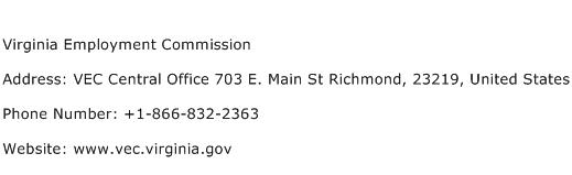 Virginia Employment Commission Address Contact Number