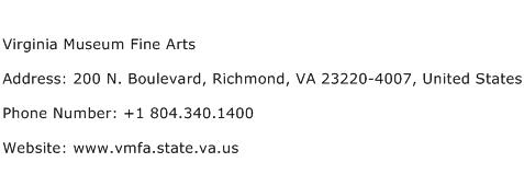 Virginia Museum Fine Arts Address Contact Number