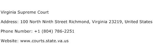 Virginia Supreme Court Address Contact Number