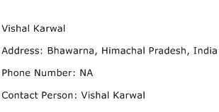 Vishal Karwal Address Contact Number