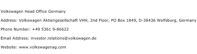 Volkswagen Head Office Germany Address Contact Number