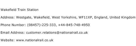 Wakefield Train Station Address Contact Number